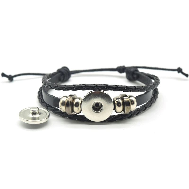 Pulseira de Couro com Charmes dos 12 Signos do Zodíaco - Presente de Aniversário Estiloso