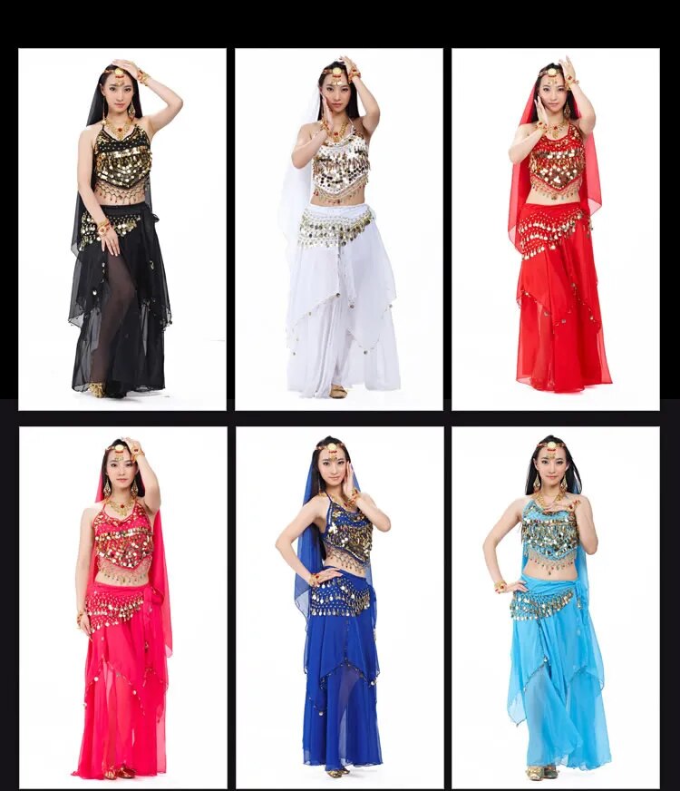 Conjunto de Fantasia Indiana Dança do Ventre de 5 Peças