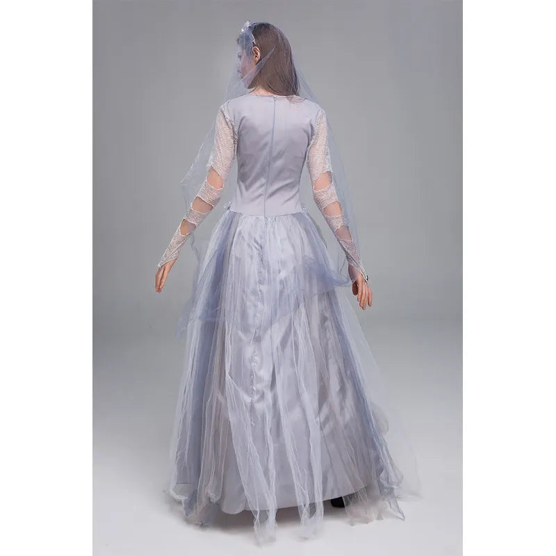 Fantasia Noiva Cadáver Vestido Clássico Longo