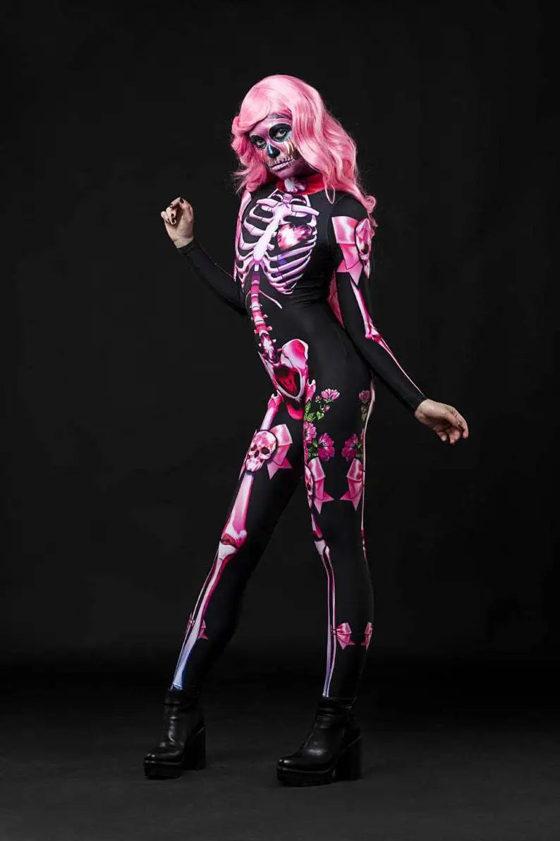 Trajes de Halloween Cosplay Esqueleto Impressão 3D