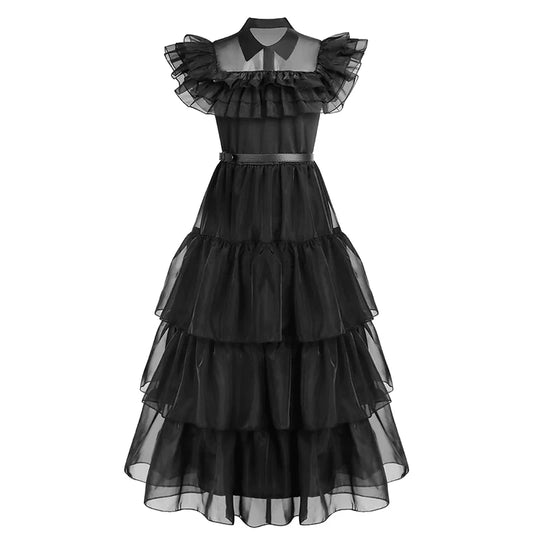 Vestido Gótico Preto de Wandinha Addams
