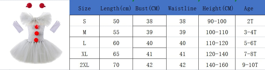 Traje de Palhaço Assustador Vestido Tutu