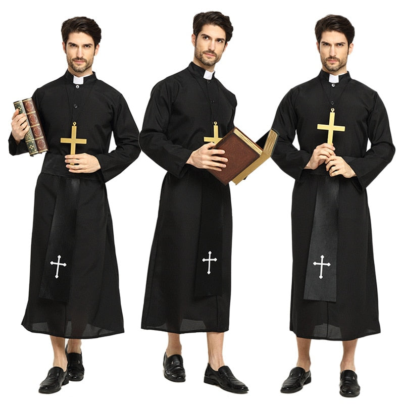 Trajes Pastor Cristão Clérigo para Cosplay