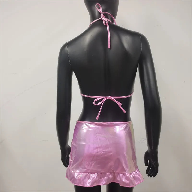 Fantasia de Coelhinha Sexy para o Carnaval 2024 - Visual Sexy e Elegante com Saia Babados para Festivais, Clubes e Raves
