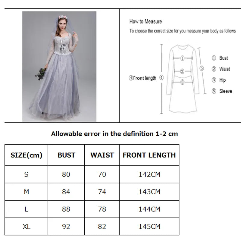 Fantasia Noiva Cadáver Vestido Clássico Longo