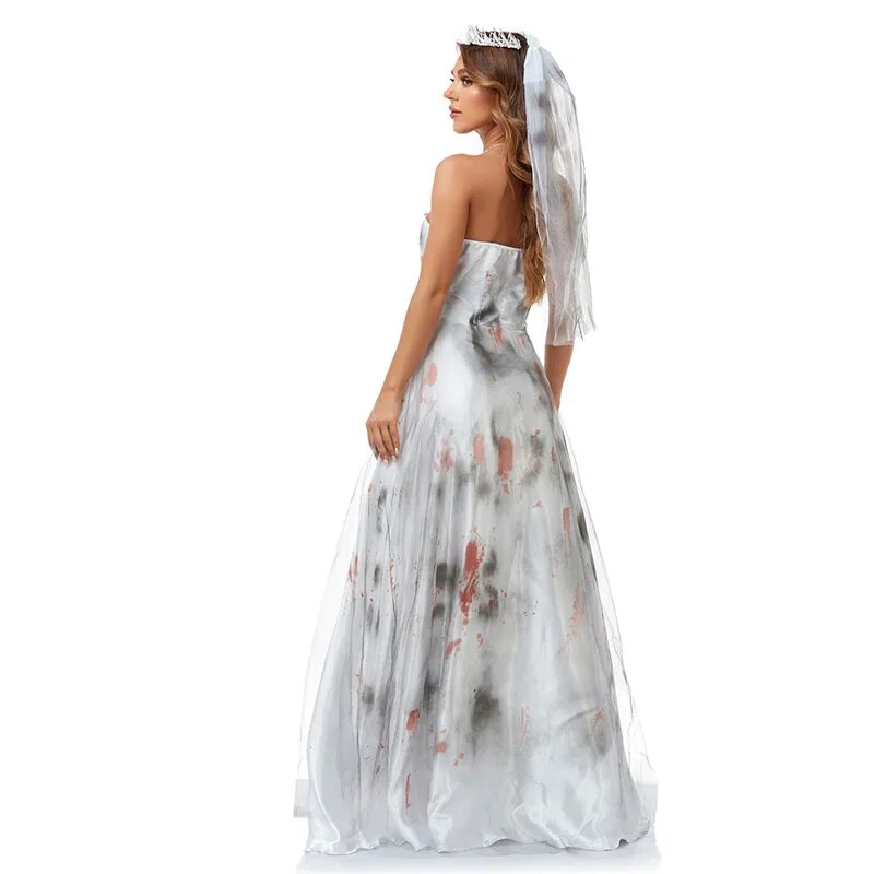 Fantasia Noiva Cadáver Vestido Clássico Longo
