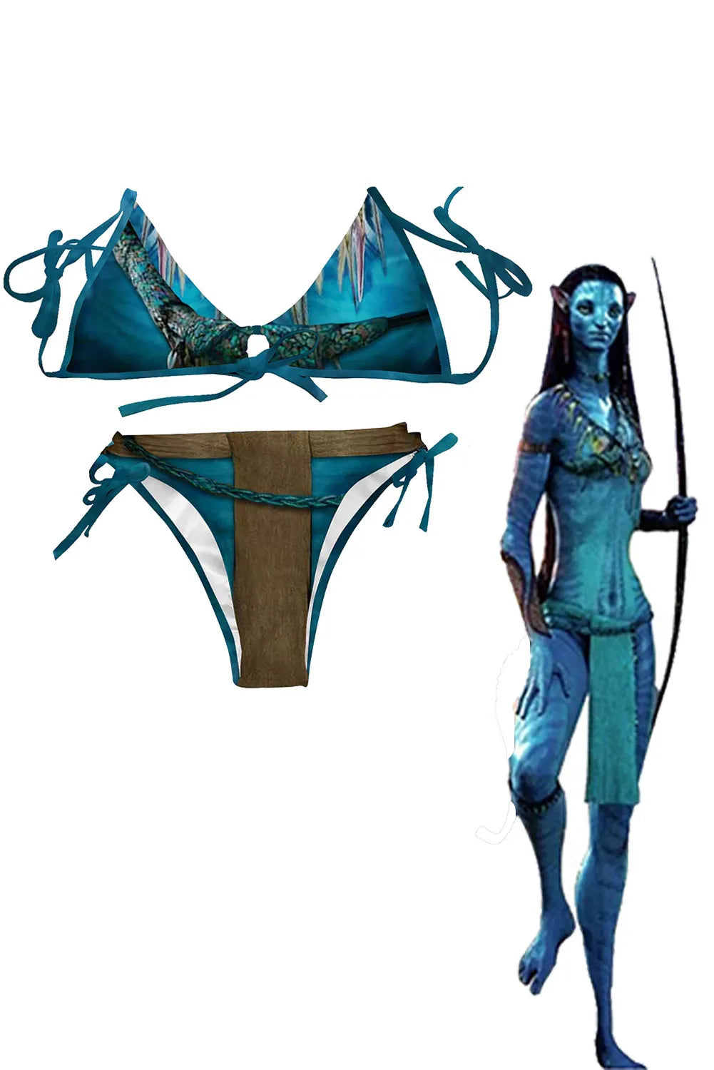 "Neytiri Cosplay: Traje de Banho de Duas Peças para o Verão e Festas"