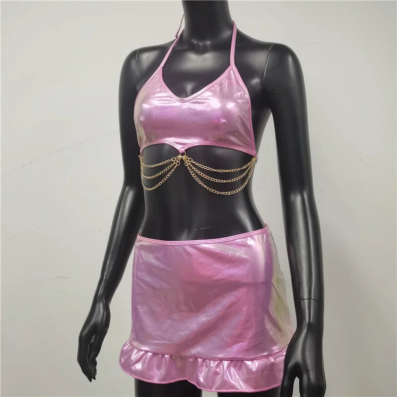 Fantasia de Coelhinha Sexy para o Carnaval 2024 - Visual Sexy e Elegante com Saia Babados para Festivais, Clubes e Raves
