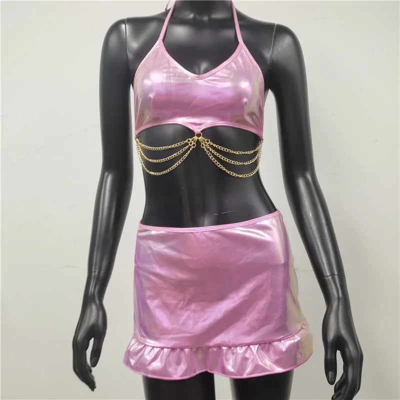 Fantasia de Coelhinha Sexy para o Carnaval 2024 - Visual Sexy e Elegante com Saia Babados para Festivais, Clubes e Raves