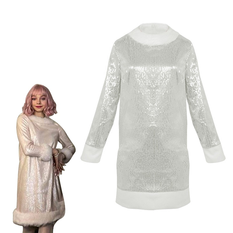 Enid Sinclair Cosplay Vestido Fashion Branco