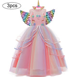 Vestido de Princesa Unicórnio Arco-íris