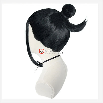 Perucas de Cosplay - Estilos Suguru Geto e Kenjaku em Cabelo Preto Sintético + Touca de Peruca