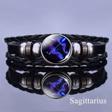 Pulsera de cuero con dijes de los 12 signos del zodiaco - Elegante regalo de cumpleaños