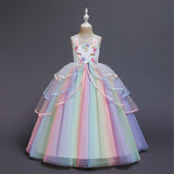 Vestido de Princesa Unicórnio Arco-íris