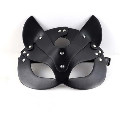 Máscara Sensual de Meio Rosto de Raposa- Couro Sintético para Cosplay