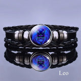 Pulsera de cuero con dijes de los 12 signos del zodiaco - Elegante regalo de cumpleaños