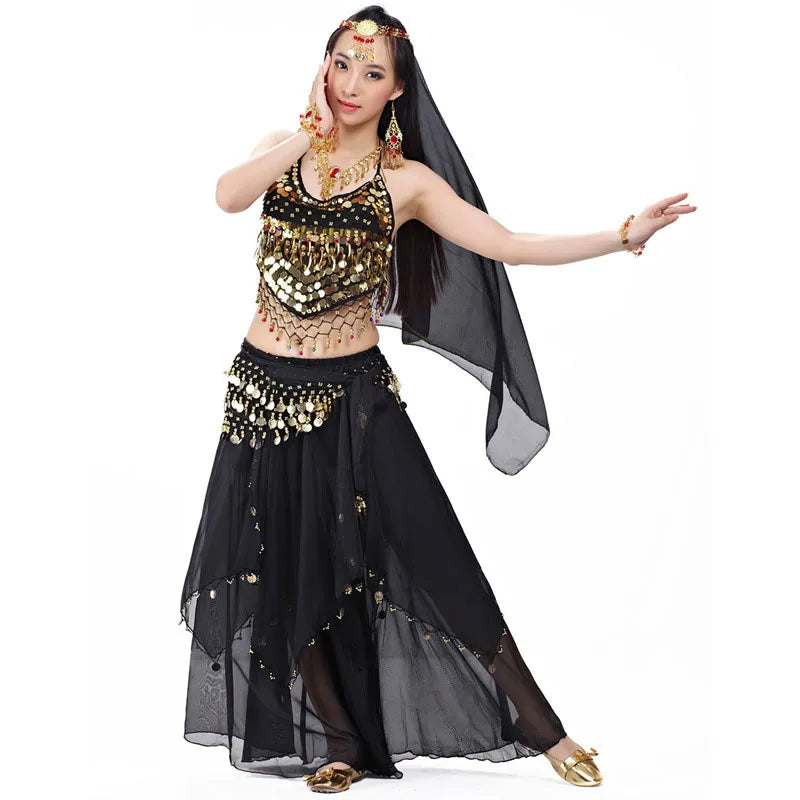 Conjunto de Fantasia Indiana Dança do Ventre de 5 Peças