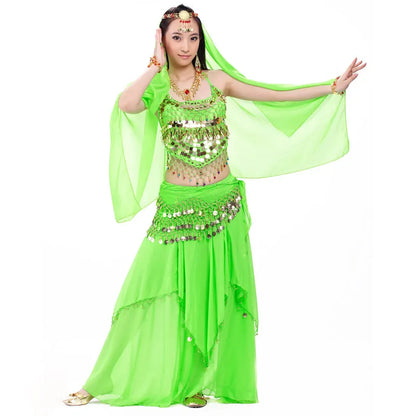 Conjunto de Fantasia Indiana Dança do Ventre de 5 Peças