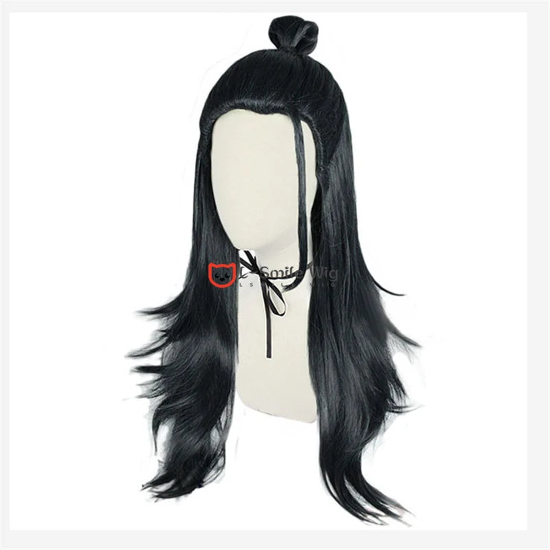 Perucas de Cosplay - Estilos Suguru Geto e Kenjaku em Cabelo Preto Sintético + Touca de Peruca