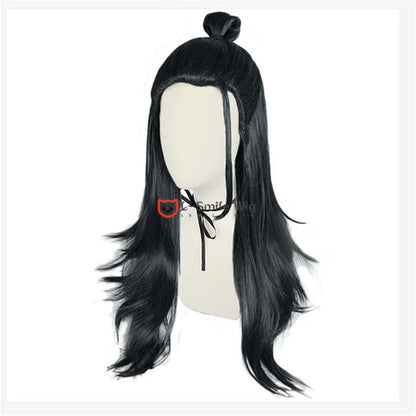 Perucas de Cosplay - Estilos Suguru Geto e Kenjaku em Cabelo Preto Sintético + Touca de Peruca