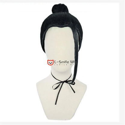Perucas de Cosplay - Estilos Suguru Geto e Kenjaku em Cabelo Preto Sintético + Touca de Peruca