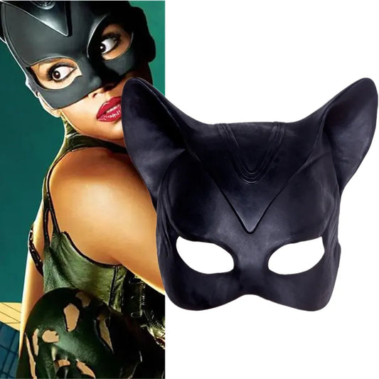 "Transforme-se em Selina Kyle: Máscara de Látex da Mulher Gato para Cosplay e Festas"