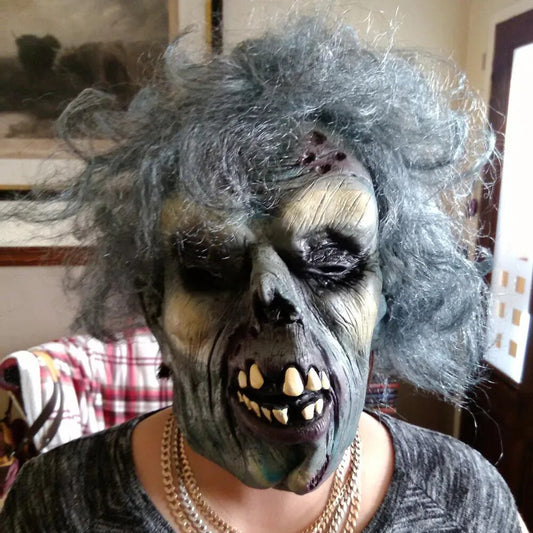 Máscara Zumbi Assustador Cabelo Explosivo