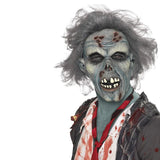 Máscara de zombi aterrador con cabello explosivo