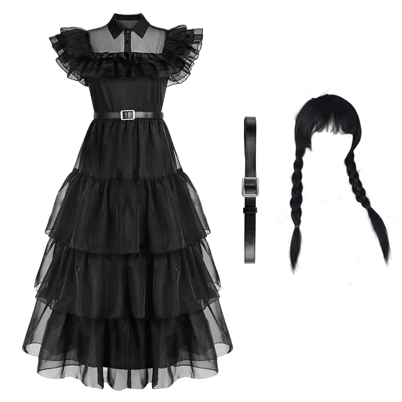 Vestido Gótico Preto de Wandinha Addams