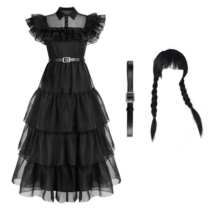 Vestido Gótico Preto de Wandinha Addams