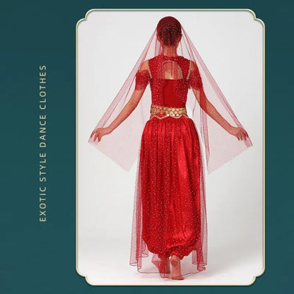Conjunto de Trajes de Dança do Ventre Indiano Exótico 4 Peças