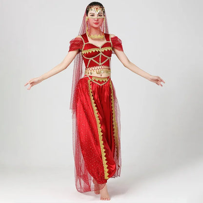 Conjunto de Trajes de Dança do Ventre Indiano Exótico 4 Peças