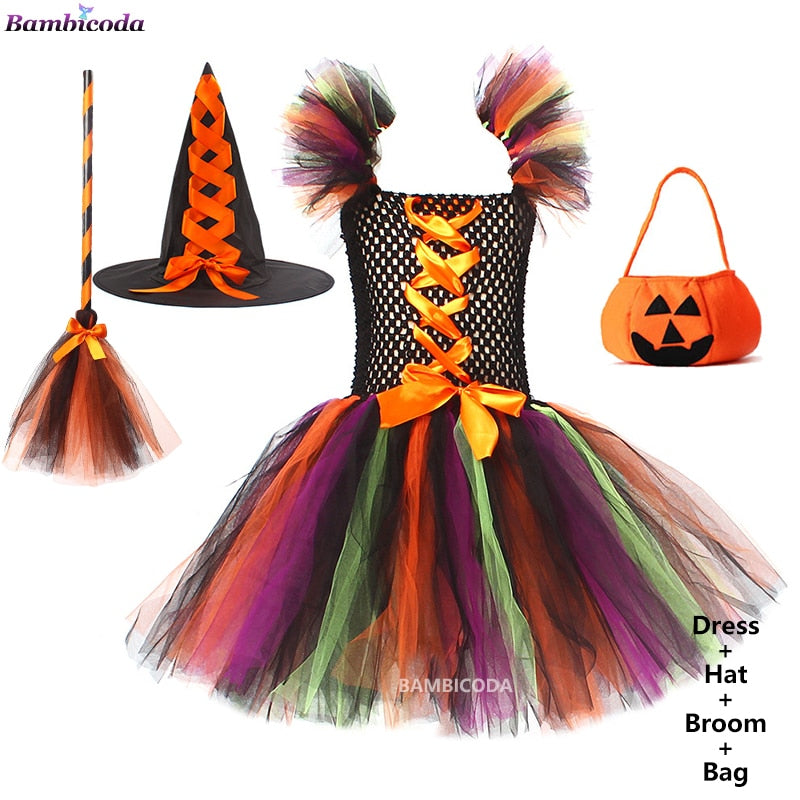 Traje de Bruxa Infantil para Halloween