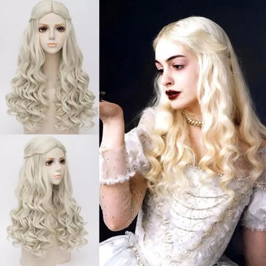 Peruca de Cosplay da Rainha Branca de Alice no País das Maravilhas