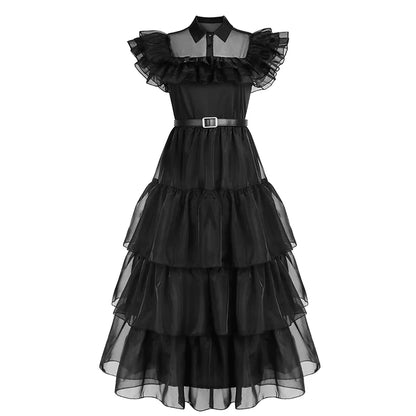 Vestido Gótico Preto de Wandinha Addams
