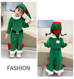 "Disfraz de Elfo de Año Nuevo para Niños: Conjunto Navideño con Gorro para Fiesta y Actuación"
