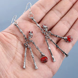 Pendientes vintage de esqueleto para Halloween