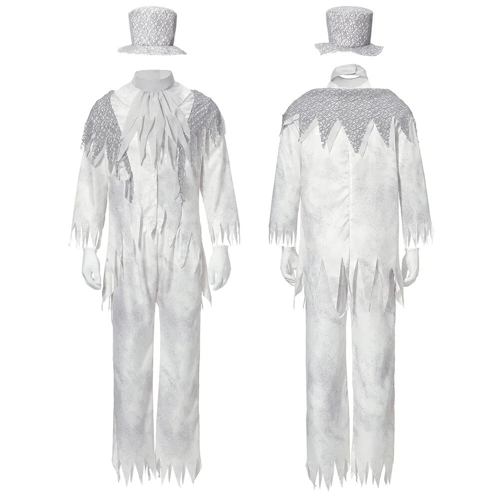 "Zumbi Noiva e Fantasma Noivo - O Cosplay Perfeito para Casais na Festa de Halloween"