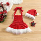 "Vestido de Navidad Infantil - Encantador y Acogedor de Terciopelo con Gorro"