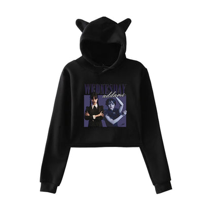 Crop Top Moletom Feminino Wandinha Addams