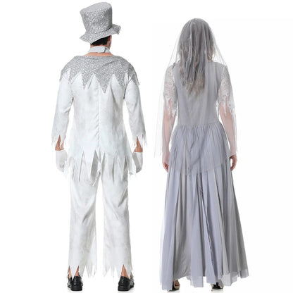 "Zumbi Noiva e Fantasma Noivo - O Cosplay Perfeito para Casais na Festa de Halloween"