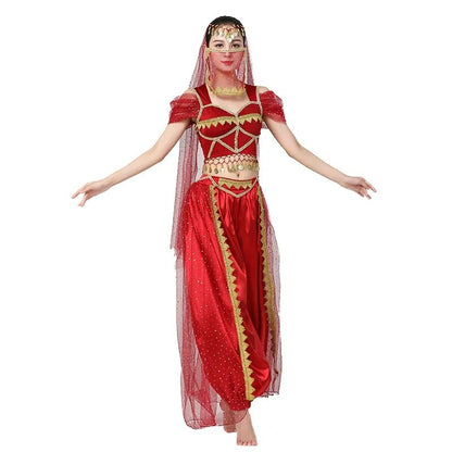 Conjunto de Trajes de Dança do Ventre Indiano Exótico 4 Peças