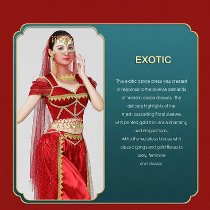 Conjunto de Trajes de Dança do Ventre Indiano Exótico 4 Peças