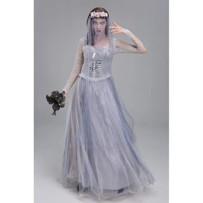 Fantasia Noiva Cadáver Vestido Clássico Longo