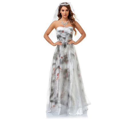 Fantasia Noiva Cadáver Vestido Clássico Longo