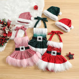 "Vestido de Navidad Infantil - Encantador y Acogedor de Terciopelo con Gorro"