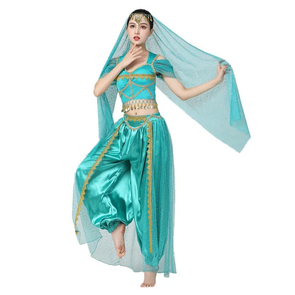 Conjunto de Trajes de Dança do Ventre Indiano Exótico 4 Peças