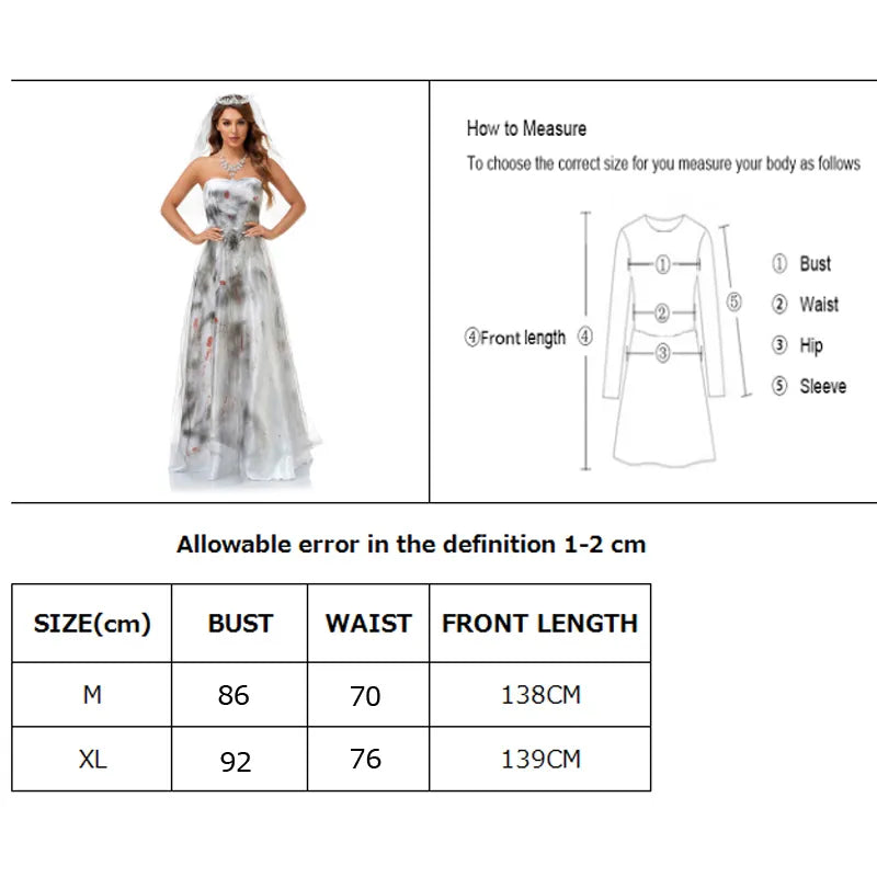 Fantasia Noiva Cadáver Vestido Clássico Longo