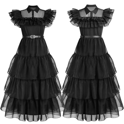 Vestido Gótico Preto de Wandinha Addams