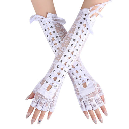 Luvas Punk Fada Anjo de Renda Floral